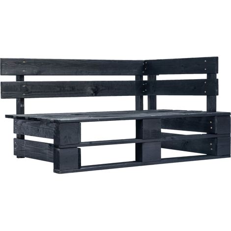 Outdoor-Eckbank Paletten Holz Schwarz