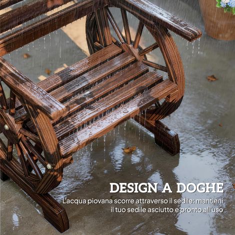 Chaise de jardin en bois brûlé à lattes, dossier inclinable et accoudoirs, dimensions 66x55x90 cm, teinte bois brûlé (1/5)