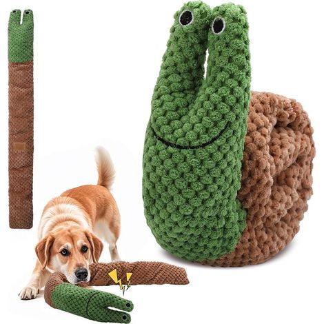 Jouets olfactifs pour chiens, jouets intelligents, tapis olfactifs pour chiens, jouets éducatifs, peluches interactives en forme d'escargot vert, cadeaux d'anniversaire pour chiens. (1/5)