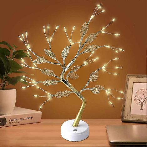 Bonsaï de table de 50 cm avec guirlande lumineuse de 72 LED en fil de cuivre, interrupteur tactile, arbre artificiel à monter soi-même (1/5)