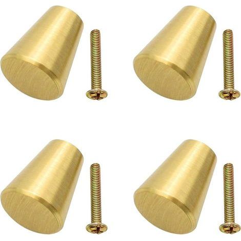 4 Pièces Bouton d’Armoire en Laiton Massif Boutons de Meuble en Laiton Brossé Rond Monotrou Petite Poignée Boutons de Meuble avec Vis pour Armoires, Placards, Salle, Bain et Cuisine, Or (1/5)