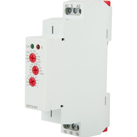 Relais temporisé multifonctionnel GRT8-M1 à 10 fonctions, montage sur rail DIN, AC/DC 12 V240 V (1/5)