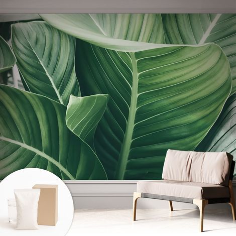 Tapete Vliestapete mit Kleber - Wanddekoration - Wandfolie - 3D Tapete Wand - Wohnungsdeko Grüne Ruhe 312x219 cm (1/5)