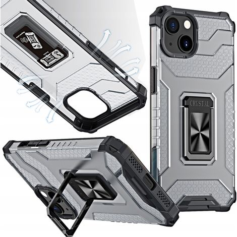 Étui Crystal Ring Case, coque hybride renforcée avec support magnétique pour iPhone 12 mini noir (1/5)