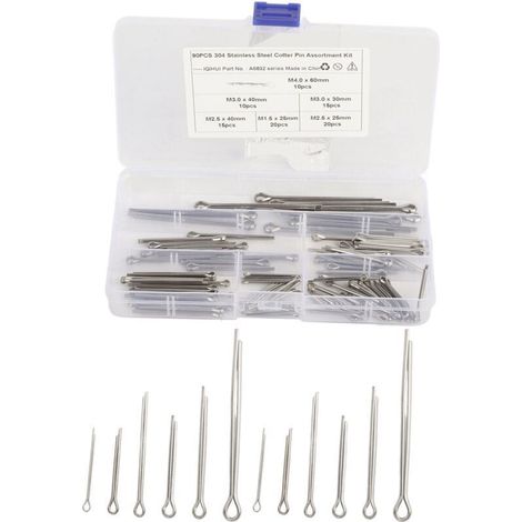 Kit de fixation à goupille fendue en acier inoxydable 6 tailles M1,6 x 25 M2,5 x 25/40 M3,0 x 30/40 M4 x 60 pour réparation d'atelier de garage de camion automobile