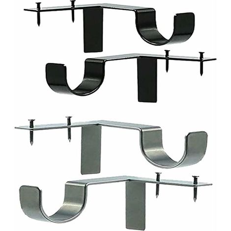 4 PCS Support Tringle Rideaux Sans Percage,Support Mural Réglable pour Tringle à Rideau Fixations Barre à Rideaux Accessoire Argent Noir en Métal Maison Chambre Bureau-LIAIKI (1/5)