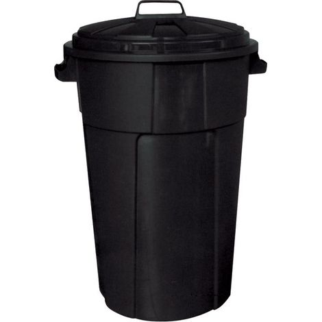 Pattumiera Bidone per Rifiuti con Coperchio in PVC rigenerato 120 Lt colore Nero (1/3)