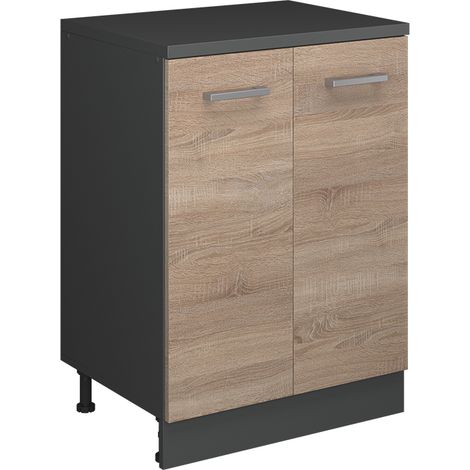 Armario de cocina para techo inclinado R-Line, Sonoma, 60 cm sin inclinación con 2 puertas, Vicco (1/5)