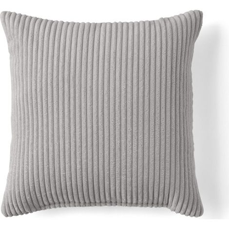 Garance - coussin - en velours côtelé - 40x40 cm - gris clair (1/4)