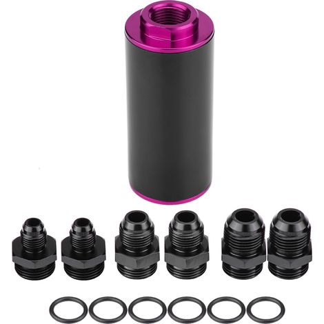 Filtre à carburant universel 100 microns AN6 Aluminium Inline Filtre à essence à haut débit pour voiture (noir + violet) (1/5)
