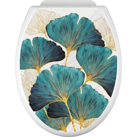Stickers Abattant WC - Feuilles - 35x43 cm - Adhésif BRILLANT (1/2)