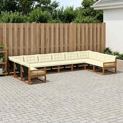 vidaXL Outdoor-Sofagarnitur mit Kissen 10 pcs Natur und Creme (1/5)