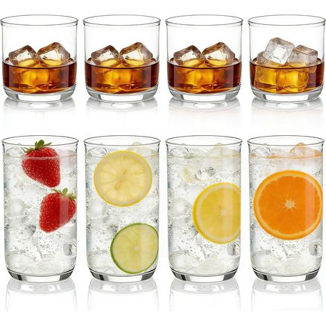 Set de Verres à Boire de 8, Verres Highball en Plastique PET Transparent 420ml (1/5)