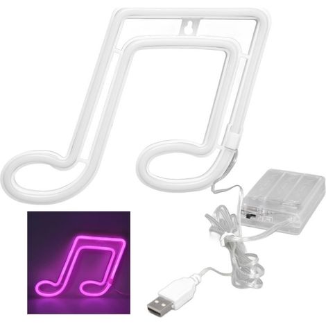LED Néon Note de Musique Nuit Concert Applique Fête Lampe SuspendueRose (1/5)