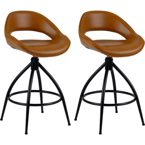 Lot de 2 Tabourets de Bar Pivotants, Tabourets Hauts de Comptoir avec Dossier et Repose-pieds, Chaises de Bar Rembourrées, Charge 150 KG (1/5)