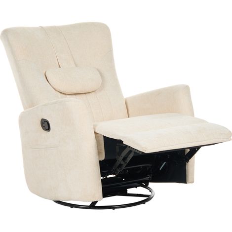 Sillón reclinable manual con giro de 360° reposacabezas cojín tapizado de chenilla beige claro Rea (1/5)
