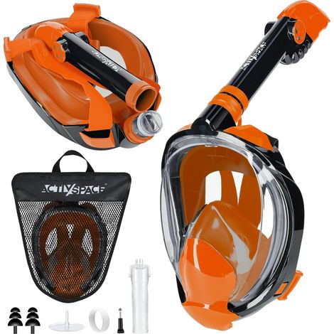 Maschera subacquea integrale antiappannamento - S/M ARANCIONE M11