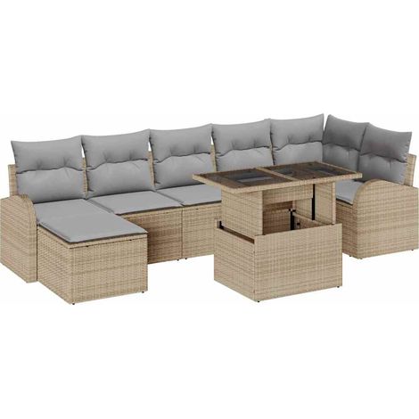 Maison Exclusive - Garten-Sofa-Set mit Kissen 8 pcs Beige und Hel