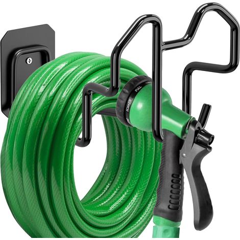 Support de tuyau d'arrosage,porte tuyau mural pour tuyau d'eau,rallonges électriques,tuyau de compresseur d'air,robuste et résistant à la rouille (1/5)