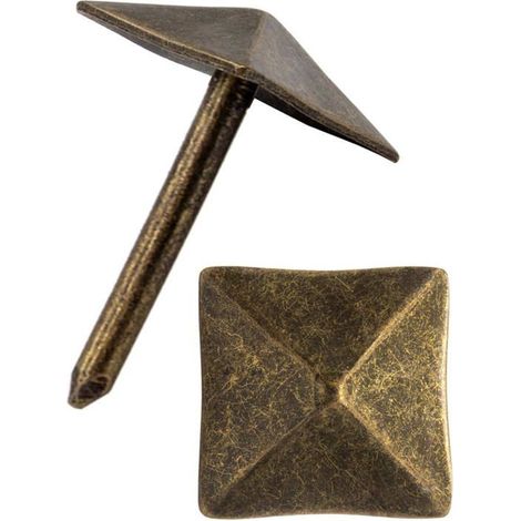 Lot de 40 clous à tête décorative, pour meubles, clous de tapissier, aspect bronze vieilli, 12 x 12 mm (1/5)