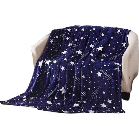 Manta De Franela - Microfibra 150 x 200 Cm - Diseño De Estrellas Azules - Para Toda La Temporada - 1 Unidad (1/5)