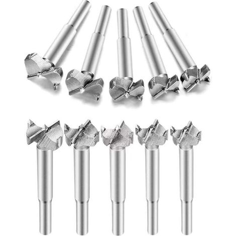 SABIR Drill Bits, 10 PCS Titane Enduit Alliage D'acier Pour Le Travail Du Bois Scie HSS Forets Ensembles Idéal pour Faire Des Trous à Fond Plat Propres Dans Le Bois (1/5)