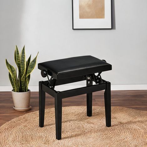 Tabouret de piano réglable en hauteur simili cuir noir (1/5)