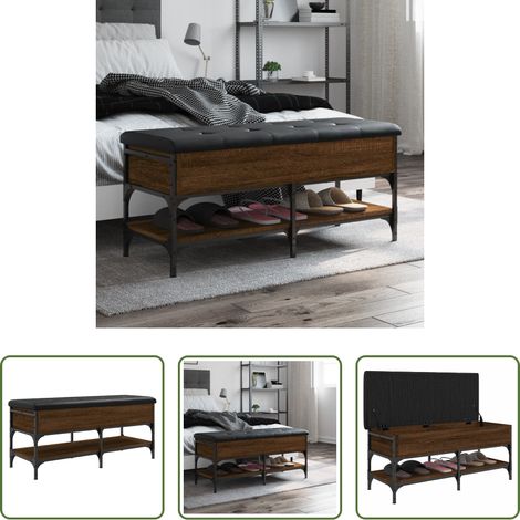 Holzbank - Schuhbank Braun Eichen-Optik 102x42x45 cm Holzwerkstoff (1/5)