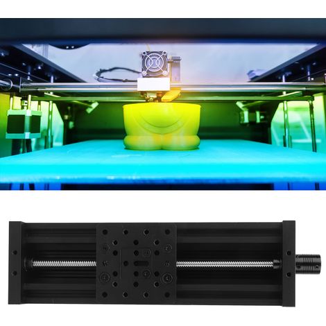 Lineartisch mit Spindelführung, Aluminiumlegierung, für 3D-Drucker und Graviermaschinen, Gewindesteigung 2 mm, Farbe Schwarz/Silber/Schwarz, 300 mm (1/5)