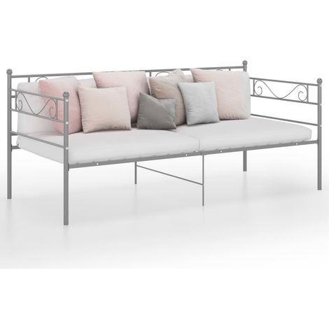 Estructura de sofá cama sin colchón metal gris 90x200 cm