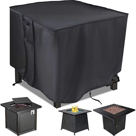 Fire Pit Cover - 420D Square Fire Pit Table Cover Waterproof Heavy Duty Patio Cover - Black (Square - 82 x 82 x 61 cm) - Fits 32 inch Fire Pit/Bowl Covers (1/5)