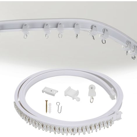 Wolketon Tringle à rideaux Tringle de plafond pliable, tringle flexible pour rideaux et séparateurs de pièce