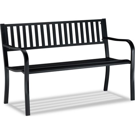 Banco de jardín decorativo vintage 120 x 50 x 80 cm para 2 personas de metal negro 130004983 (1/5)