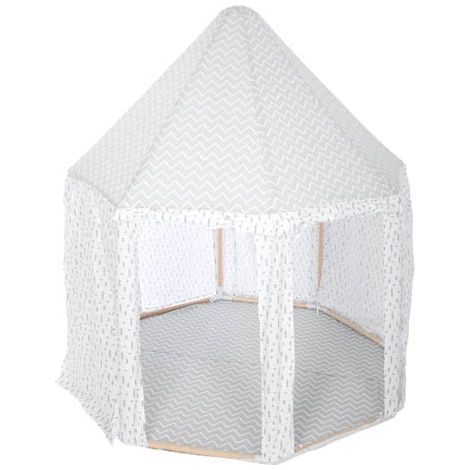 Atmosphera – Tente yourte enfant gris 119,5x119,5x140 cm – Polyester et polypropylène – Structure en bois de peuplier – Espace de jeu magique