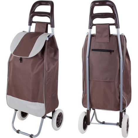 Sac à roulettes pour caddie, marron, résistant à l'eau, pliable, robuste