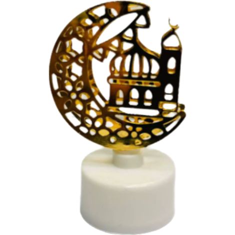 1 Guirlande lumineuse LED, croissant de lune, bois massif, étoiles, symboles musulmans, décoration Aïd el-Fitr, salon (1/5)