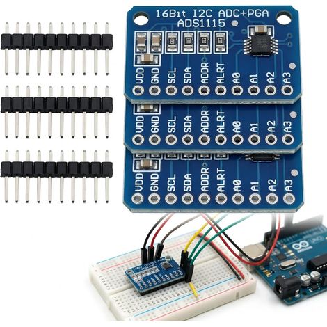 3 Pièces Module ADC ADS1115 16 Bits pour ESP8266/32 Raspberry Pi 4 Canaux I2C 4 Adresses Alimentation 2-5,5V Programmable PGA 16x 860 SPS Température -40 à 125°C Oscillateur Interne (1/5)