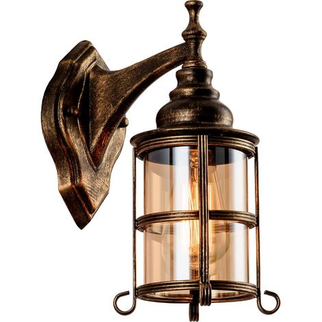 Applique murale rustique en verre ambré 2-Pack, bronze brossé, lampe industrielle Farmhouse Sconce Porch Lighting Waterproof Retro Lamp for Indoor Bedroom Living Room Outdoor(NO Bulb).