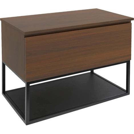 Meuble de salle de bains suspendu SAT B-Way 59x30x45 avec plan de toilette - noyer