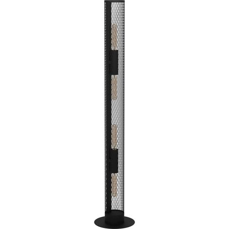 Lampadaire sur pied à 4 flammes, luminaire au style moderne et industriel, lampe sur pied noire avec abat-jour en métal déployé (1/5)