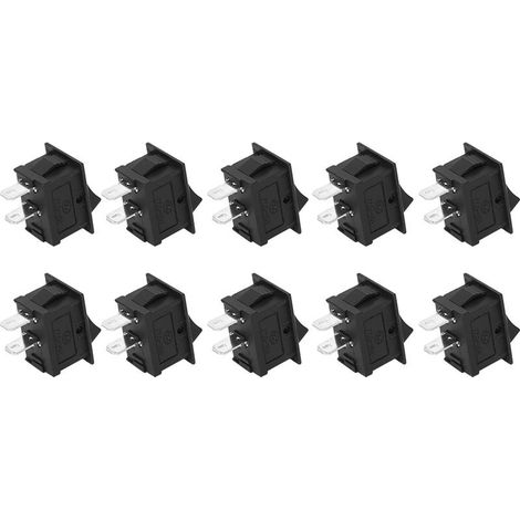 10 pieces switch to toggle to 2 pins operation/off accessories industrial plastic to 2 positions black KCD1-101 (1/5)
