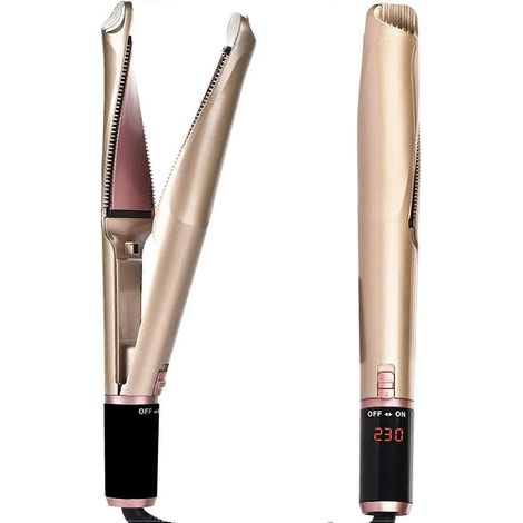 Lisseur et fer à boucler 2 en 1, lissage et boucleur professionnel en céramique tourmaline