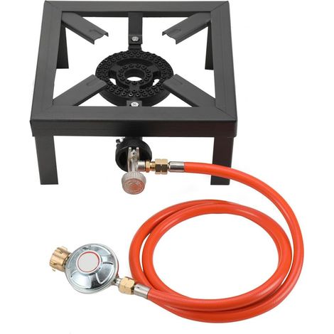 Réchaud à gaz 8 kW - Réchaud industriel avec tuyau de gaz propane de 1,5 m et réducteur de pression de propane de 50 mbar - Pour le camping, l'extérieur, uniquement pour une utilisation en (1/5)