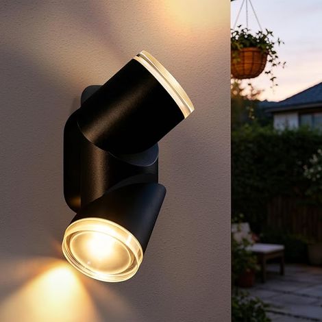 GBLY LED Aplique de Pared Luminaria Exterior Aplique Exterior IP65 Up Down 10W 3000K Luminarias Exteriores Pared Casa Iluminación Exterior Luces de Pared para Jardín Salón Dormitorio Balcón Terraza