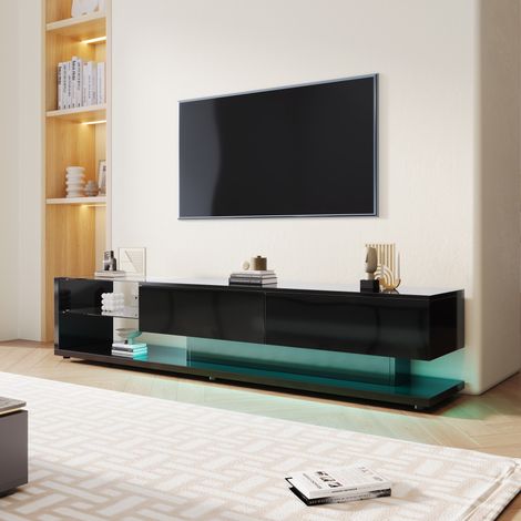 TV Schrank Lowboard Aufbewahrung 170 cm Schwarz OKMYHOME (1/5)