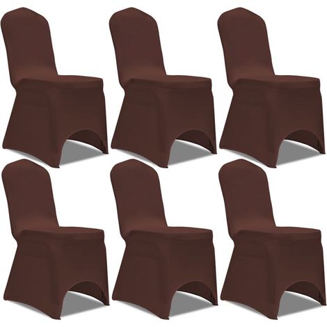 Funda de silla elástica 6 piezas marrón DEC022362