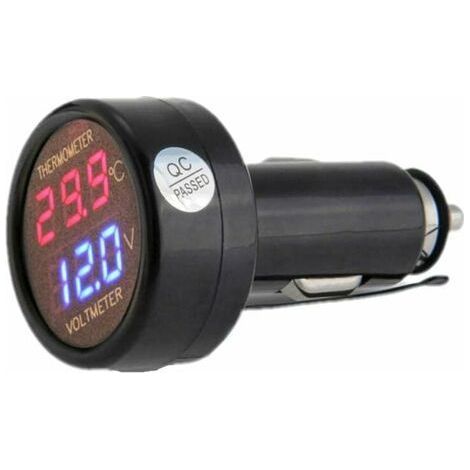 Voltmètre et thermomètre 2 en 1, affichage numérique voiture batterie tension jauge de température moniteur testeur mètre, DC 12 V 24 V (1/5)