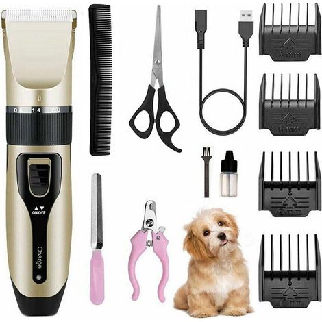 1 tondeuse pour animaux, lame céramique et acier inoxydable, sans fil rechargeable, pour chiens et chats à poils longs (1/5)