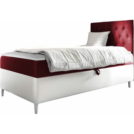 Cama continental Lucus VII, Soft 017 + Fresh 8, Individuales, Continental, 80x200, Cuero ecológico, Tapiz, Somieres, 82x208x115cm