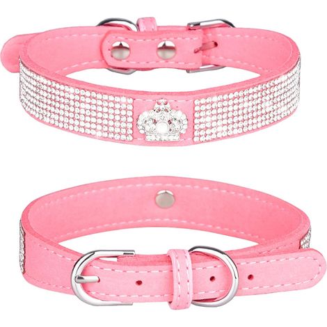 Collare per cani con strass, collare per cani in morbida similpelle taglia M (1/2)
